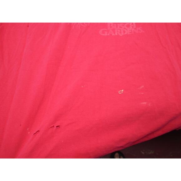 Vintage 90s Busch Gardens T shirt Tiger Graphic Red Roller Coaster Distressed XL - Picture 4 of 14